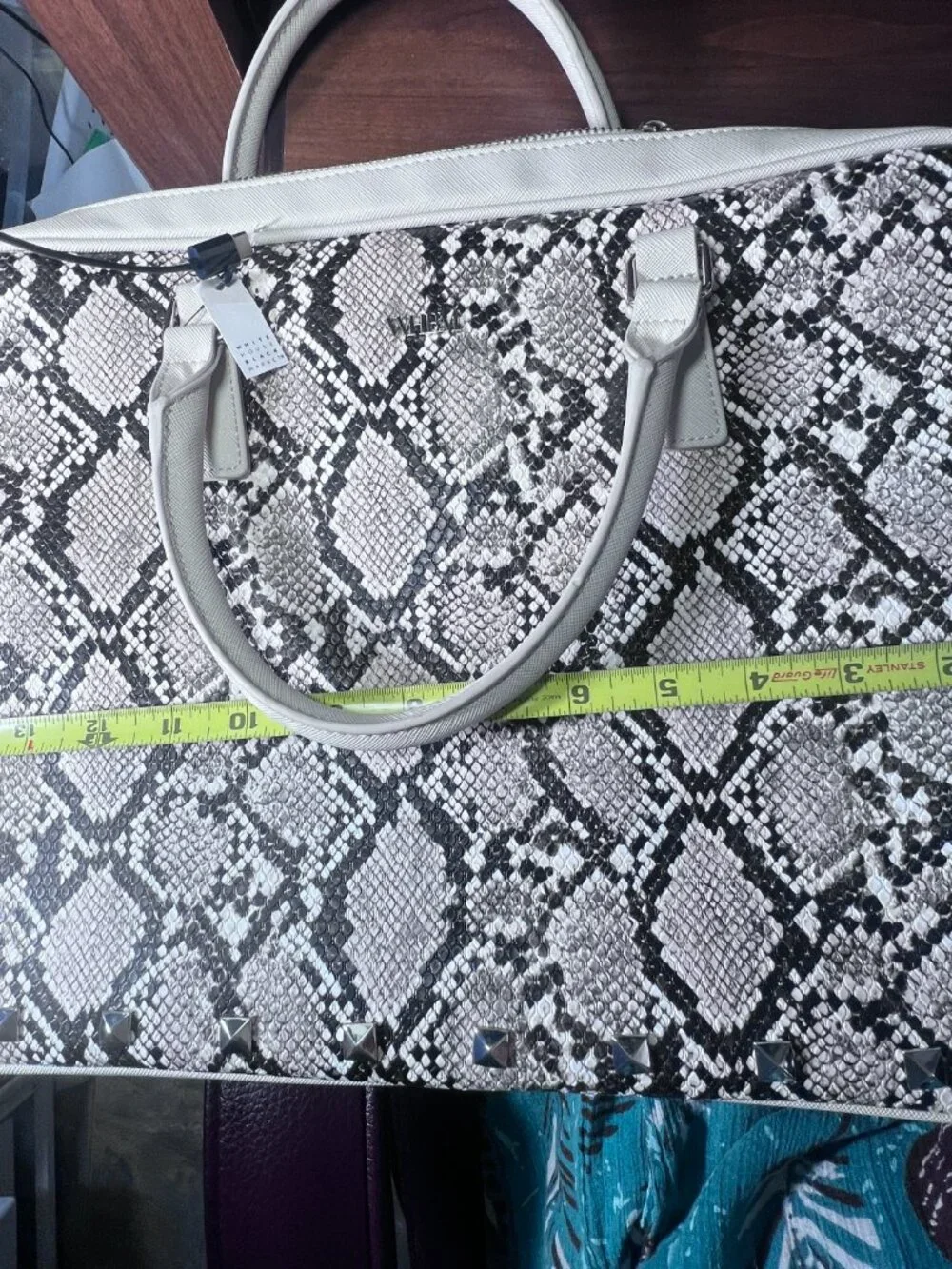 WHBM‎ Computer Carry on Handbag Crossbody Python Snake Reptile Print 15X11X2
